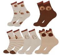 CYGMRFH Cartone Animato Capybara Sock,Set Di 5 Paia Calzini Divertenti,In Cotone, Capybara Calzini Casual,Morbidi e Comodi Per Bambini e Ragazze,Regalo Per Amanti Del Maialino