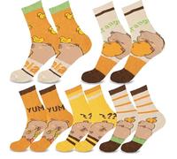 CYGMRFH Cartone Animato Capybara Sock,Set Di 5 Paia Kapybara Calzini,Calzine Divertenti,In Cotone, Capybara Calzini Casual,Morbidi e Comodi Per Bambini e Ragazze,Regalo Per Amanti Del Maialino