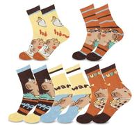 CYGMRFH Cartone Animato Capybara Sock,Set Di 5 Paia Kapybara Calzini,Calzine Divertenti,In Cotone, Capybara Calzini Casual,Morbidi e Comodi Per Bambini e Ragazze,Regalo Per Amanti Del Maialino
