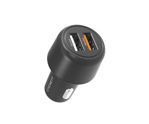CYGNETT, Caricatore per Auto Doppia Porta USB-A 30W Ricarica Rapida, Nero