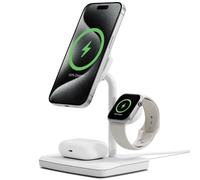 ChargeBase Stazione di ricarica wireless magnetica 3 in 1, WC bianco, compatibile Qi2