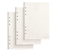 CYH 3 confezioni di carta di ricarica A5, 135 fogli A5, fogli per raccoglitori ad anelli, 6 fori, fogli di ricarica A5, carta di ricarica per Filofax A5, inserti, linea di carta