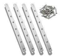 CYH 4 Pezzi Piastre Giunzione Piatta per Riparazione, 295 x 20 mm Connettore Piatto in Acciaio Inox, Piastra Fissaggio Staffe Metallo Forate con Viti per Mensole Armadi Scaffali