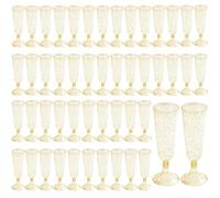 CYH 50 PZ Flute da Champagne in Plastica con Glitter Dorati, 150ml Riutilizzabili Bicchieri da Champagne Set per Compleanno Giardino Feste Anniversario Matrimoni Natale (Dorati)