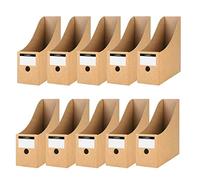 CYH Set di 10 portariviste in carta kraft, formato A4, porta riviste in cartone con adesivo - Range Revue Desktop File Box - per riporre raccoglitori per ufficio, scuola CYH192-1