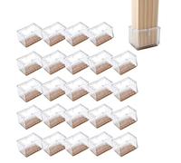 CYH Set di 24 protezioni per piedi per sedia in silicone, trasparenti, con piedini rettangolari, tampone per sedie e mobili con cuscinetti in feltro per pavimenti in legno massiccio, 21 x 42 mm
