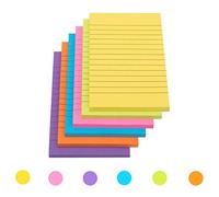 CYH Set di 6 quaderni adesivi colorati con righe, note autoadesive a righe, per ufficio, scuola e casa, 10 cm x 15 cm, 300 fogli