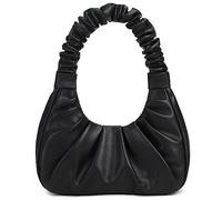 CYHTWSDJ alla moda per le donne carino Hobo Tote borsa mini frizione con cerniera, nero