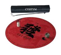 CYHTYM Nuovo tappetino circolare per Mahjong in stile cinese, grande tappetino morbido, lavabile(Red1,90CM/35.4")