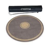CYHTYM Nuovo tappetino da Mahjong circolare in stile cinese, grande e spesso, antiscivolo e antirumore(Gray2,90CM/35.4")