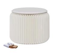 CYHTYM Sgabello pieghevole Sgabello Circolare Pieghevole In Carta Kraft, Sedia Creativa Per Il Tempo Libero Con Fisarmonica, Utilizzato Per Cambiare Le Scarpe(White,38x30cm/14.96x11.81in)