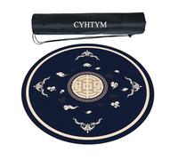 CYHTYM Tappetino da Mahjong circolare antirumore, grande tappetino antiscivolo, con borsa portaoggetti(Blue1,100CM/39.3")