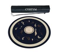 CYHTYM Tappetino da Mahjong circolare antirumore, grande tappetino antiscivolo, con borsa portaoggetti(Blue2,60CM/23.6")