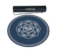 CYHTYM Tappetino da Mahjong circolare blu in stile cinese, adatto per giochi da tavolo, arrotolabile(120cm/47.2")