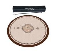 CYHTYM Tappetino da Mahjong circolare con borsa portaoggetti, adatto per tavoli da pranzo, tavoli da Mahjong automatici(Brown2,100CM/39.3")