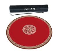 CYHTYM Tappetino da mahjong circolare rosso con borsa portaoggetti nera con coulisse(Red2,120cm/47.2")