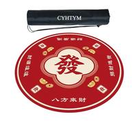 CYHTYM Tappetino da mahjong circolare rosso con borsa portaoggetti nera con coulisse(Red3,70CM/27.5")