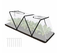 Cyiecweu Copertura Protezione Piante con Finestra Osservazione a 2 Strati, Telo per Piante Pieghevole con Picchetti, Serra Miniserra da Giardino, 120 x 38 x 33 cm