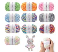 CYIOU 10 x 50g Lana Gomitoli 100 m/Rotolo Multicolore Gomitoli Cotone per Uncinetto Lana per Uncinetto Filati Lana Acrylico per Uncinetto e Lavori a Maglia Maglione Sciarpa Calze (10 Colori)