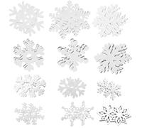 CYIOU 100 Pezzi Decorazione Fiocco di Neve Fiocco di Neve di Natale in Legno Decorazioni per L'albero di Natale Etichetta Regalo Decorazione Natalizia con Filo D'argento (3.5 cm)