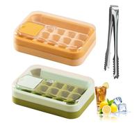 CYIOU 2 Pezzi Stampo Ghiaccio con Coperchio Plastica Cubetti Ghiaccio con Clip Riutilizzabile Stampi Ghiaccio per Cocktail Yogurt Whisky Vino Gelati Birre (Giallo/Verde)