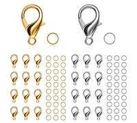 CYIOU 300 Pezzi Chiusure Braccialetti Gancetti per Collane per Gancetti per Bigiotteria di Salto Aperto per Braccialetti di Gioielli Fai da Te (Oro + Argento)