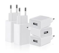 CYIOU 5 Pezzi 5W Caricatore USB 5V1A Presa USB C Adattatore per Telefoni Cellulari Auricolare e-Reader Tavoletta Ventilatore Portatile Powerbank (Bianco)
