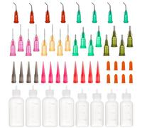 CYIOU 8 Pezzi Bottle Applicatore di Precisione 30 ml/50 ml Flaconi per Colla a Punta Dell'ago Plastica Flaconi Applicatori di Colla con 36 Punte Arrotondate e 8 Tappi per Riempire Colla e Siringhe
