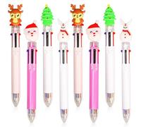 CYIOU12 Pezzi Penne Natalizie 6-in-1 Penna a Sfera di Natale Babbo Natale Albero di Natale Renna Pupazzo di Neve Penne di Natale per Articoli per la Casa per la Scuola e l'ufficio di Scrittura(0.07mm)