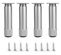 CYJAZNHH Gambe for Mobili Regolabili In Lega Di Alluminio Argento Da 4 Pezzi, Dimensioni Multiple(12cm/5in)