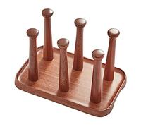 CYJAZNHH Stendino per asciugare le tazze, Scolapiatti in legno di ebano marrone 6 tazze