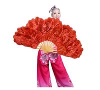 CYJAZNHH Ventagli for Danza del Ventre in Seta e bambù, Confezione da 2, Multicolore(Red,75CM)