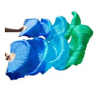 CYJAZNHH Ventagli for Velo da Danza del Ventre in Vera Seta e Imitazione di bambù, Confezione da 2, Multicolore, Varie Misure(5,120x90cm Real Silk)