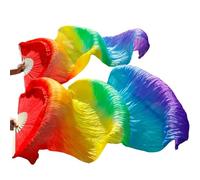 CYJAZNHH Ventagli for Velo da Danza del Ventre in Vera Seta e Imitazione di bambù, Confezione da 2, Multicolore, Varie Misure(Schwarz,180x90cm Real Silk)