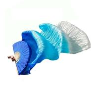 CYJAZNHH Ventagli for Velo da Danza del Ventre in Vera Seta e Imitazione di bambù, Confezione da 2, Multicolore, Varie Misure(Lake Blue,150x90cm Real Silk)