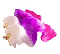 CYJAZNHH Ventagli for Velo da Danza del Ventre in Vera Seta e Imitazione di bambù, Confezione da 2, Multicolore, Varie Misure(White,150x90cm Real Silk)