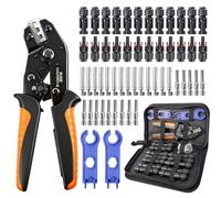 CYJJYZ Kit Crimpatura per Impianti Fotovoltaici per 2.5/4/6 mm², con 1 Pinza Crimpatrice, 14 paia Connettori Fotovoltaici, 10 paia Connettori Maschio/Femmina, 2 Chiave, per Impianto Fotovoltaico