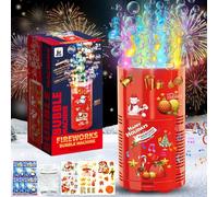 CYJJYZ Macchina per Bolle di Fuochi D'artificio, Macchina per Bolle di Sapone Automatica, con 130ml Soluzione, sticker, Luci, Suono, Bubble Machine per Natale, Feste All'aperto, Matrimoni