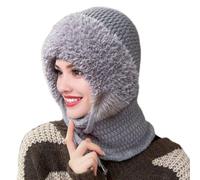 CYLDHM Cappello a Maglia Pelle Foderato Beanie E Collo Gaiter Set per Le attività All'aperto Invernali