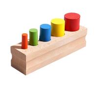 Cylinder Blocks Sensory Toys, Wooden Color Matching Game, 5.91 Inches Compact Beechwood Blocks. Interactive Preschool Learning Toy for Kid Children, Boys Girls, Natural