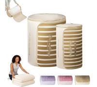 Cylindrical Roll-Up Quilt Storage Bag with Zipper, Compression Storage Bags, Roll Up Vacuum Bags with Handle, Ultra Space Saving RollUp Self Compression Organizer for Closet, Comforter (Yellow, M+L)