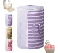 Cylindrical Roll-Up Quilt Storage Bag with Zipper, Self Compression Organizer for Duvets & Comforters, Space Saving Moving Bags with Handle, Washable Packing Cubes For Bedding, Blankets (Purple, L)