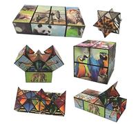 Cylora Cubo Magico Infinito, 2 in 1 Cubo Magico, Trasformabili Cubos, 3D Puzzle Cubes, Tema animali Decompression Puzzle Cube, Regalo per Bambini Adolescenti Adulti