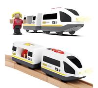 Cylora Treno Elettrico per Bambini, Locomotiva con Suono e Luce a Batteria (Connessione Magnetica), Auto Giocattolo educativo Regali Bambini, Treno Giocattolo compatibile con Thomas, Brio