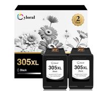 Cyloral Cartuccia di inchiostro 305XL Nero per HP 305 XL compatibile con DeskJet DeskJet 2710 2710e 2720 2720e 2721 Deskjet Plus 4110 4120 4122 4130 ENVY 6432 6032 6032e 6430 6030e 6020 6420 (2 Black)