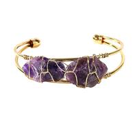 CYLRWSR Braccialetto in filo di rame intrecciato a mano con pietre preziose naturali intarsiate, bracciale aperto da abbinare come regalo, 19cm, Pietra, Agata