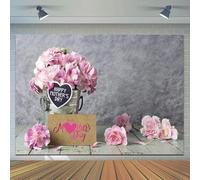 CYLYH 2,1 x 1,5 m Felice Festa della Mamma Fondali Rosa Garofano Sfondo Pavimento In Legno Grigio Sfondo Astratto Festa Della Madre Festa D524