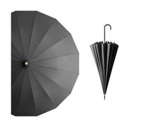 CYMMIYT Ombrello Ombrello giapponese a manico lungo, adatto sia for sole che for pioggia, colla nera, grande, resistente alle intemperie, 16 ossi, automatico, impermeabile(Black)