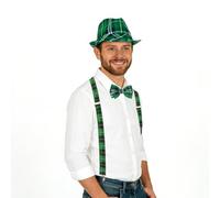 CYMNER Set di 3 pezzi St Patriks Day Costume Leprechaun Patrick con cappello, bretelle a papillon, costume da folletto St Patriks Day accessori per adulti e bambini a St Pa's Party