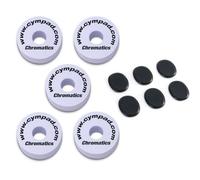 Cympad Chromatics - Set di 5 feltrini per piatti, 40 mm, colore: Bianco con cuscinetti ammortizzatori keepdrum